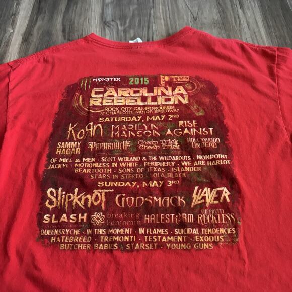 Carolina Rebellion 2015 T-Shirt Men's Size L Red Slipknot Marilyn Manson Korn - Picture 6 of 8